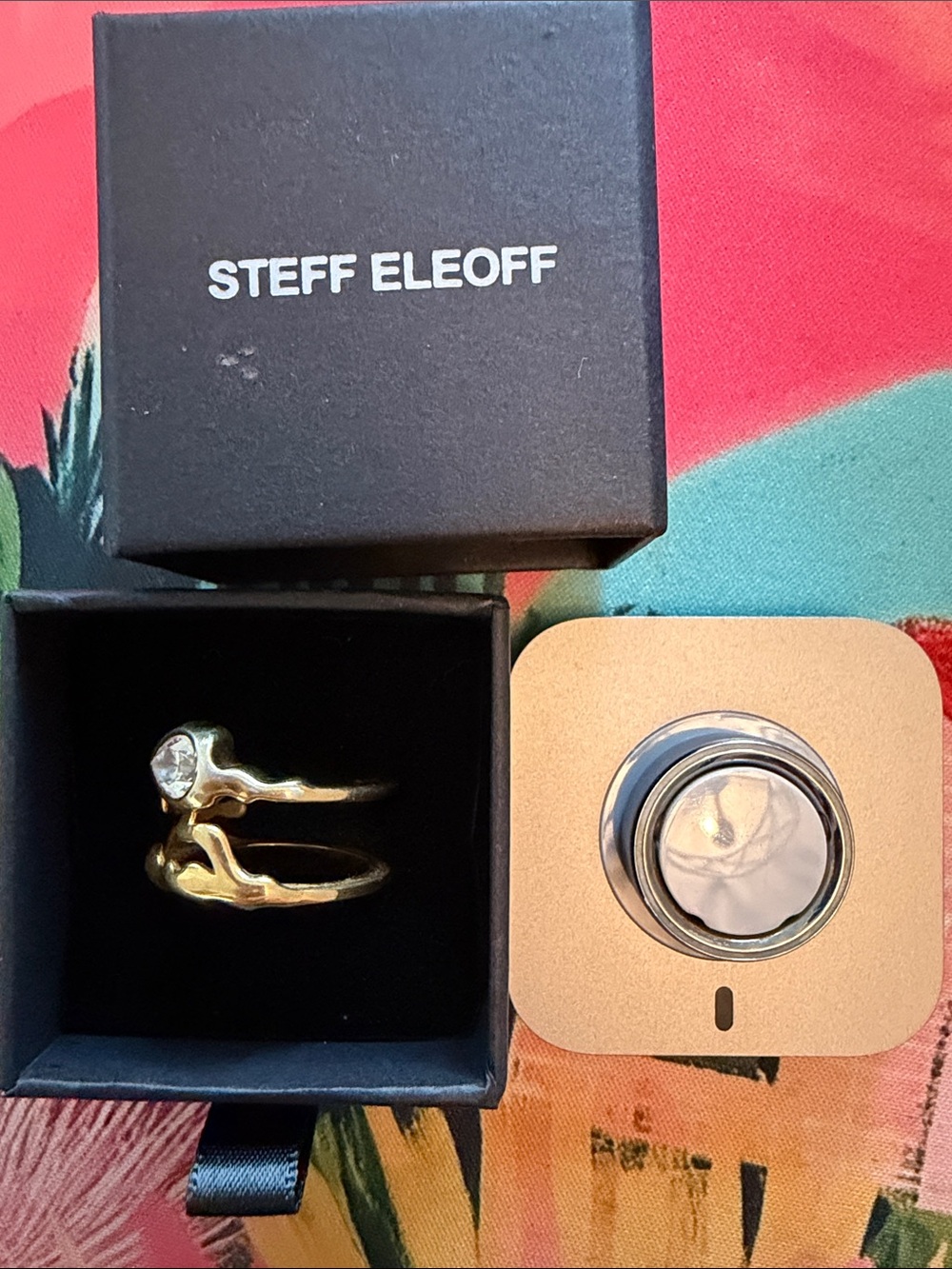 Steff Eleoff Gold Vermeil Oura Ring Cover and Gen 4 Oura Ring - Size 8 - Picture 5 of 5